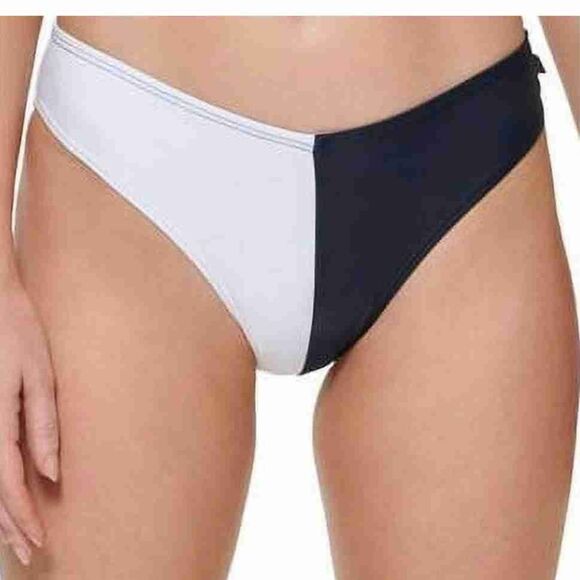 Tommy Hilfiger Navy/White V-Cut Cheeky Fit Bikini Swim Bottoms - Picture 2 of 9